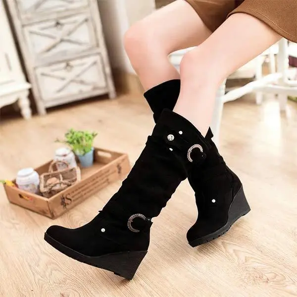 Women'S Round Toe Wedge Snow Boots 88992763C