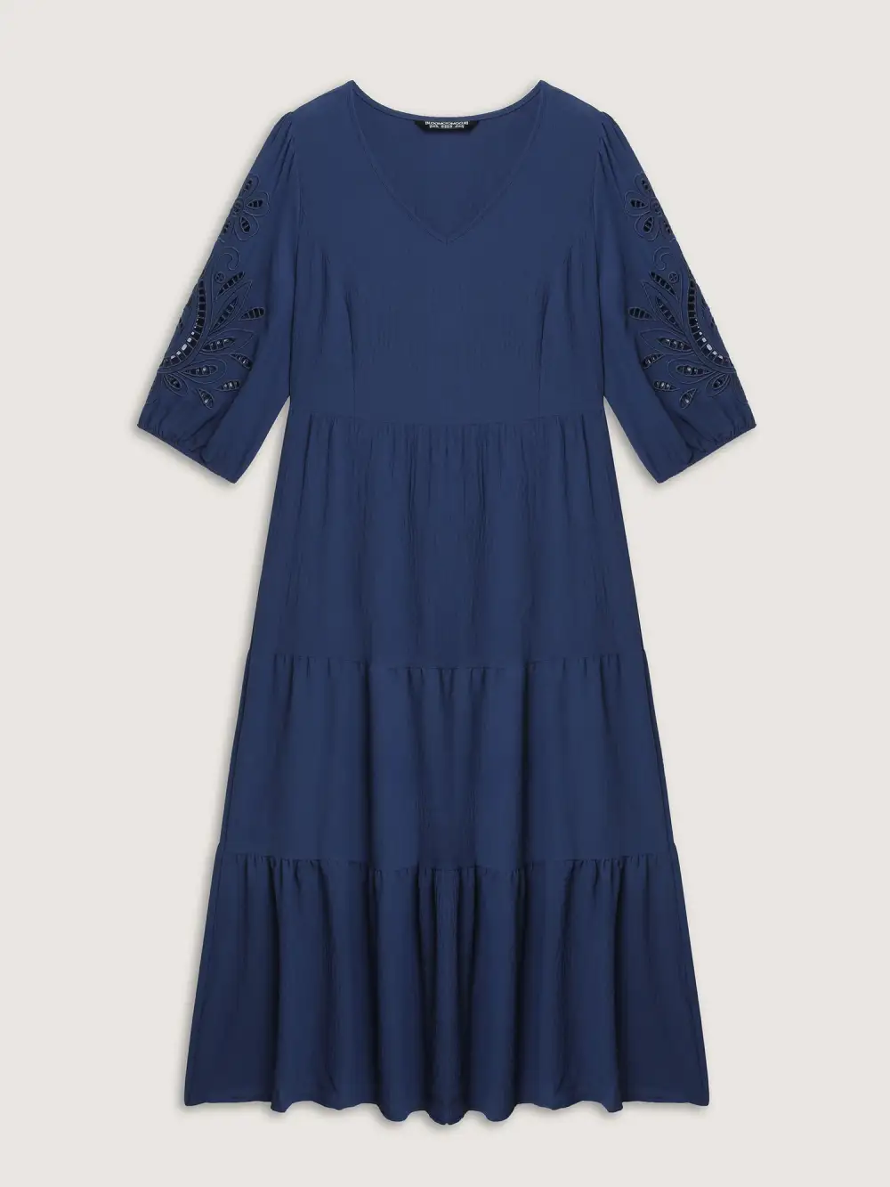 Floral Cut-Out Embroidery Tiered Maxi Dress