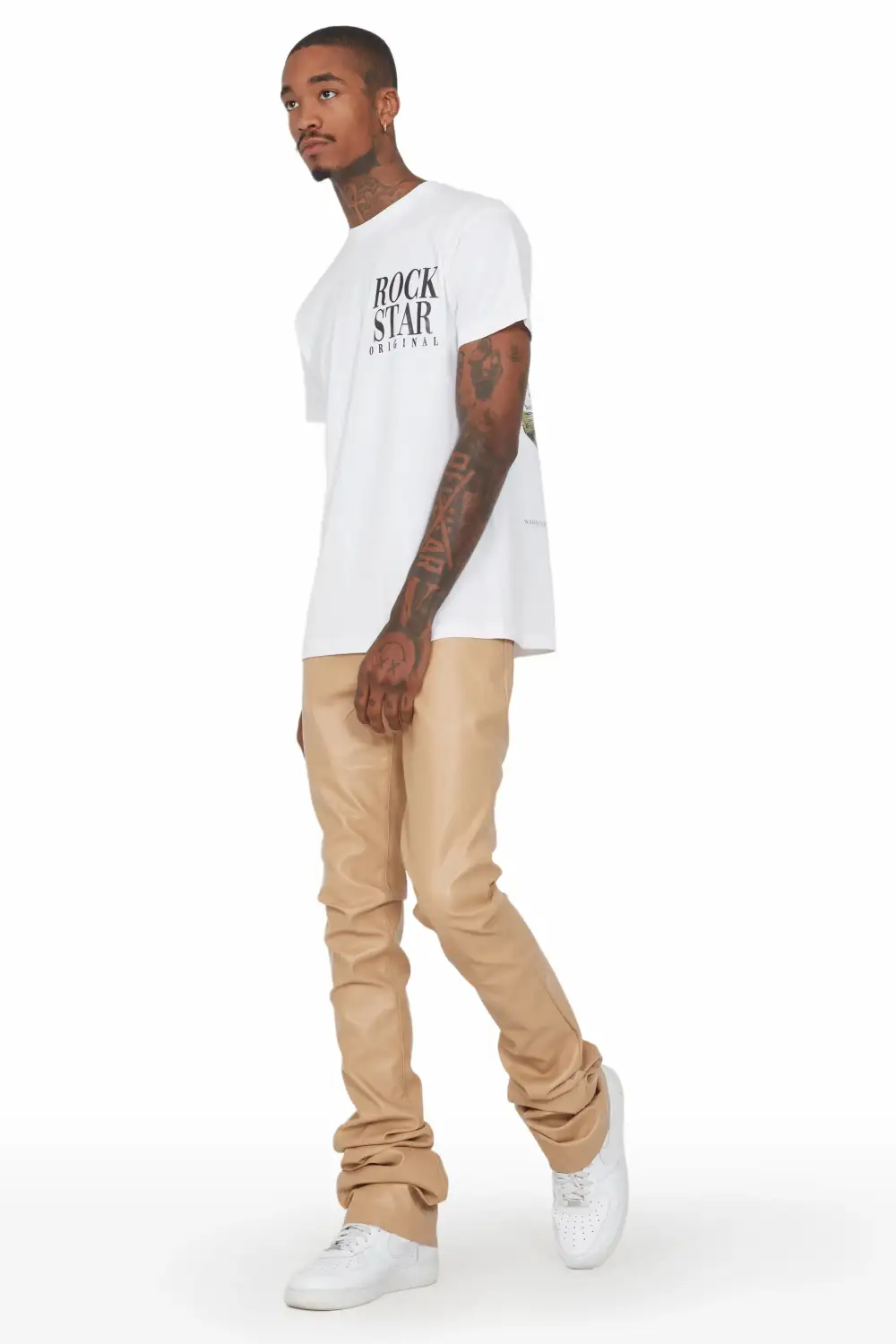 Ricky Tan Super Stacked Faux Leather Pant