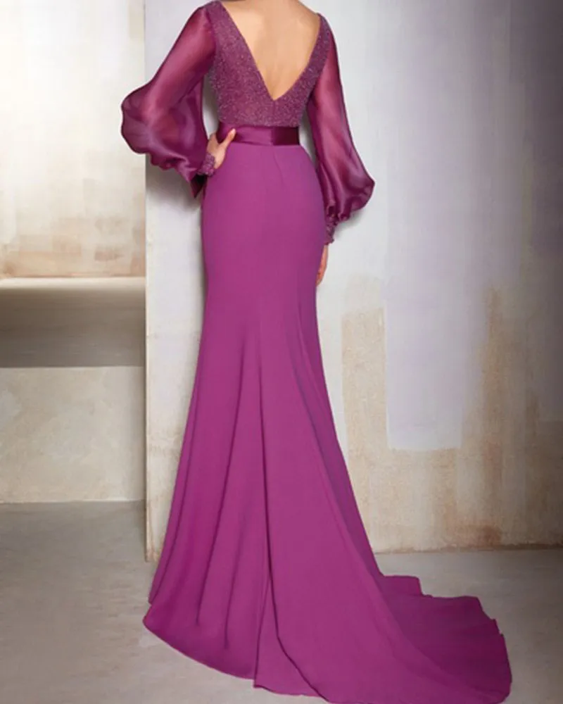 Balloon Sleeve Sequins Dress