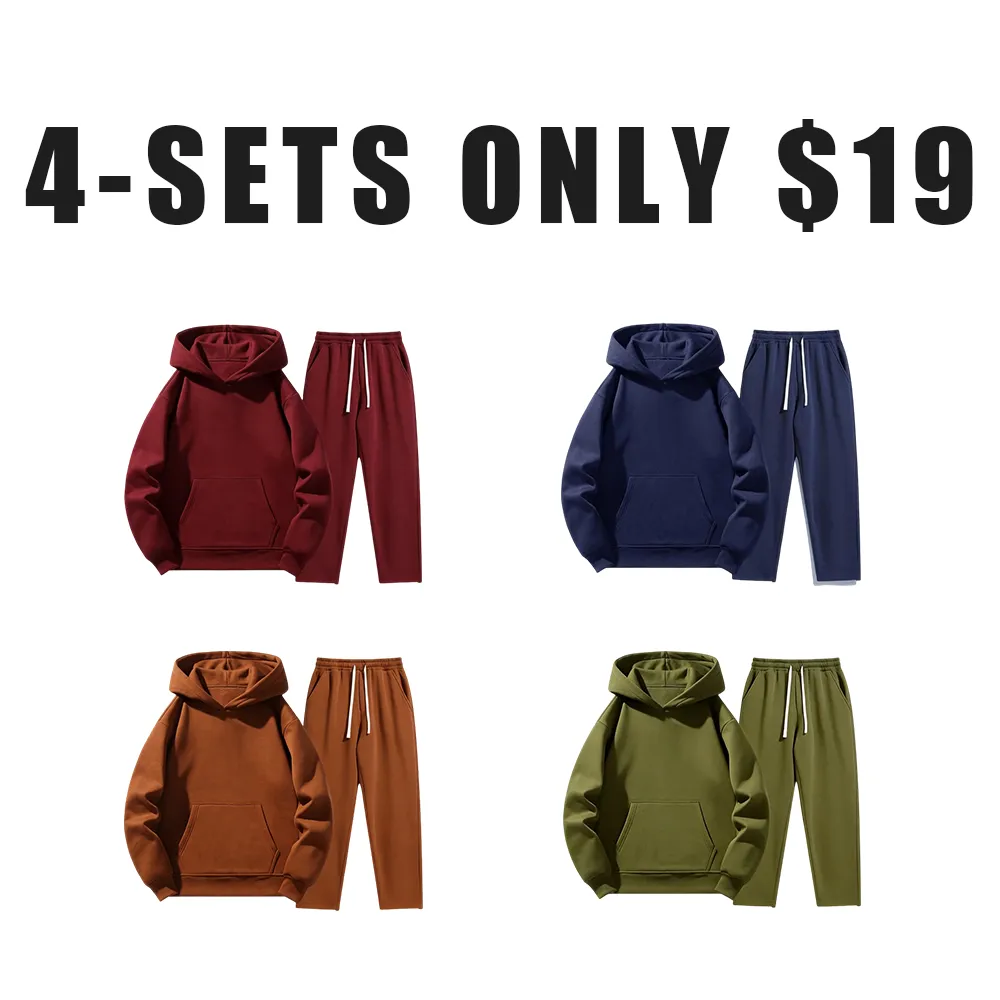 Men's Solid Color Two-Piece Tracksuit Set