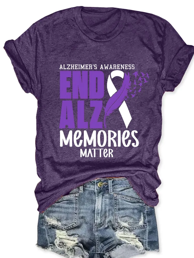 Women'S Alzheimer'S Awareness End Alz Memories Matter Round-Neck T-Shirt