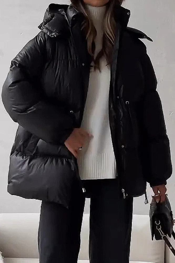 Women's Fashion Solid Color Zipper Down Jacket