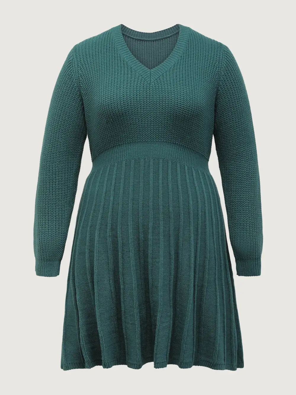 Pleated Skirt Tissue Texture Knit Knee-Length Dress