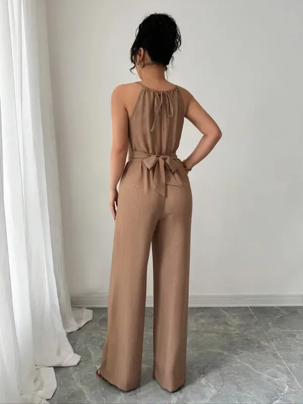 Women's Solid Color Jumpsuit – Elegant & Casual One-Piece for Daily Wear