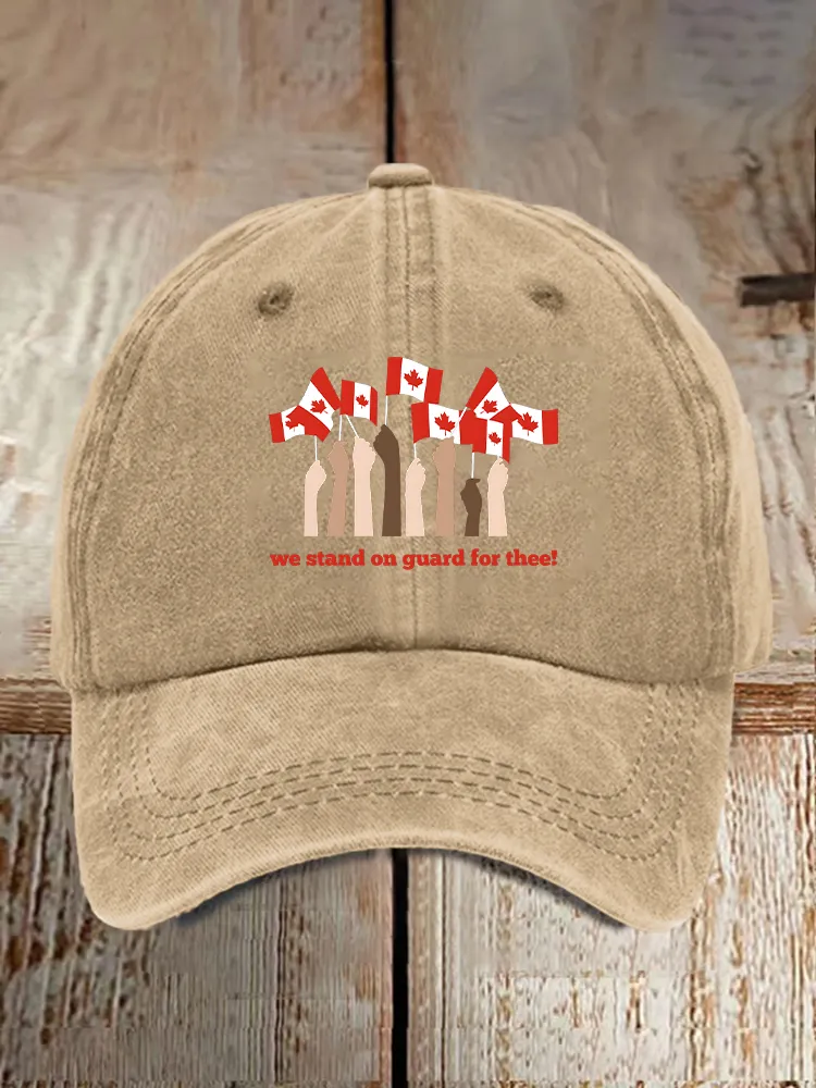 Men And Women's We Stand On Guard For Thee Washed Baseball Cap