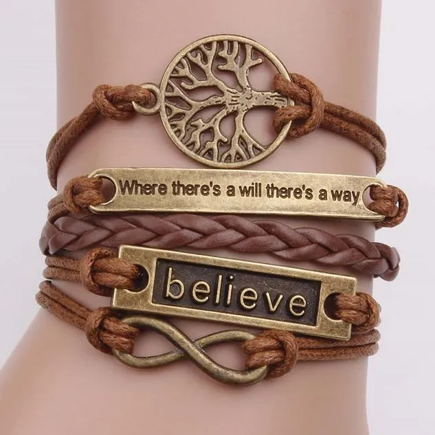 Women Bronze Vintage Leather Rope Bracelet