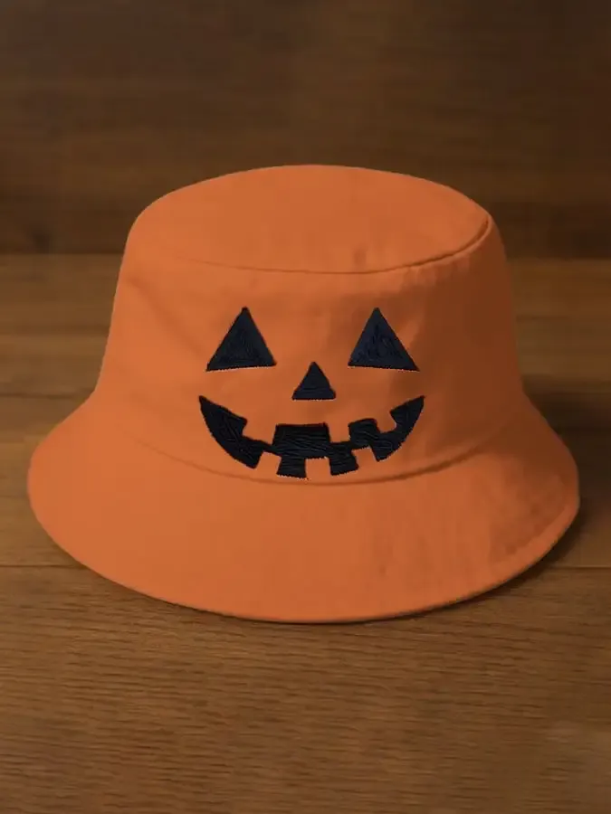 Unisex Pumpkin Print Bucket Hat