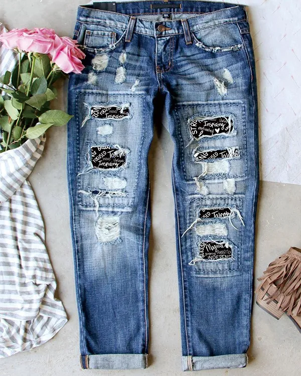 AMERICAN LADY RIPPED JEANS