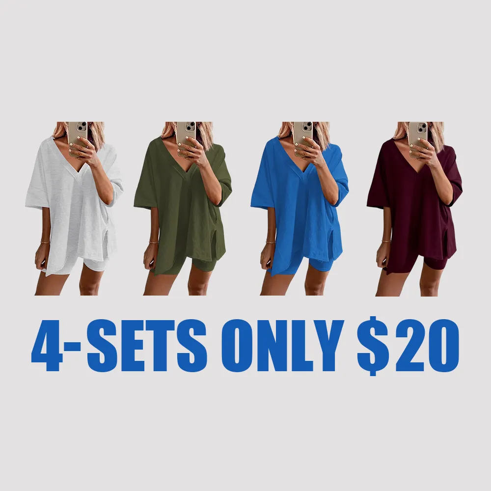 Women's 2-Piece Summer Lounge Set – Oversized T-Shirt & Shorts, Casual Comfy Tracksuit, Beach Cover-Up, Breathable Matching Outfit