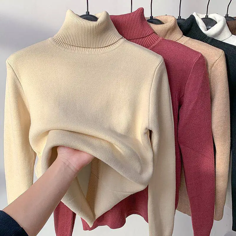 Thick turtleneck inner warm base layer sweater