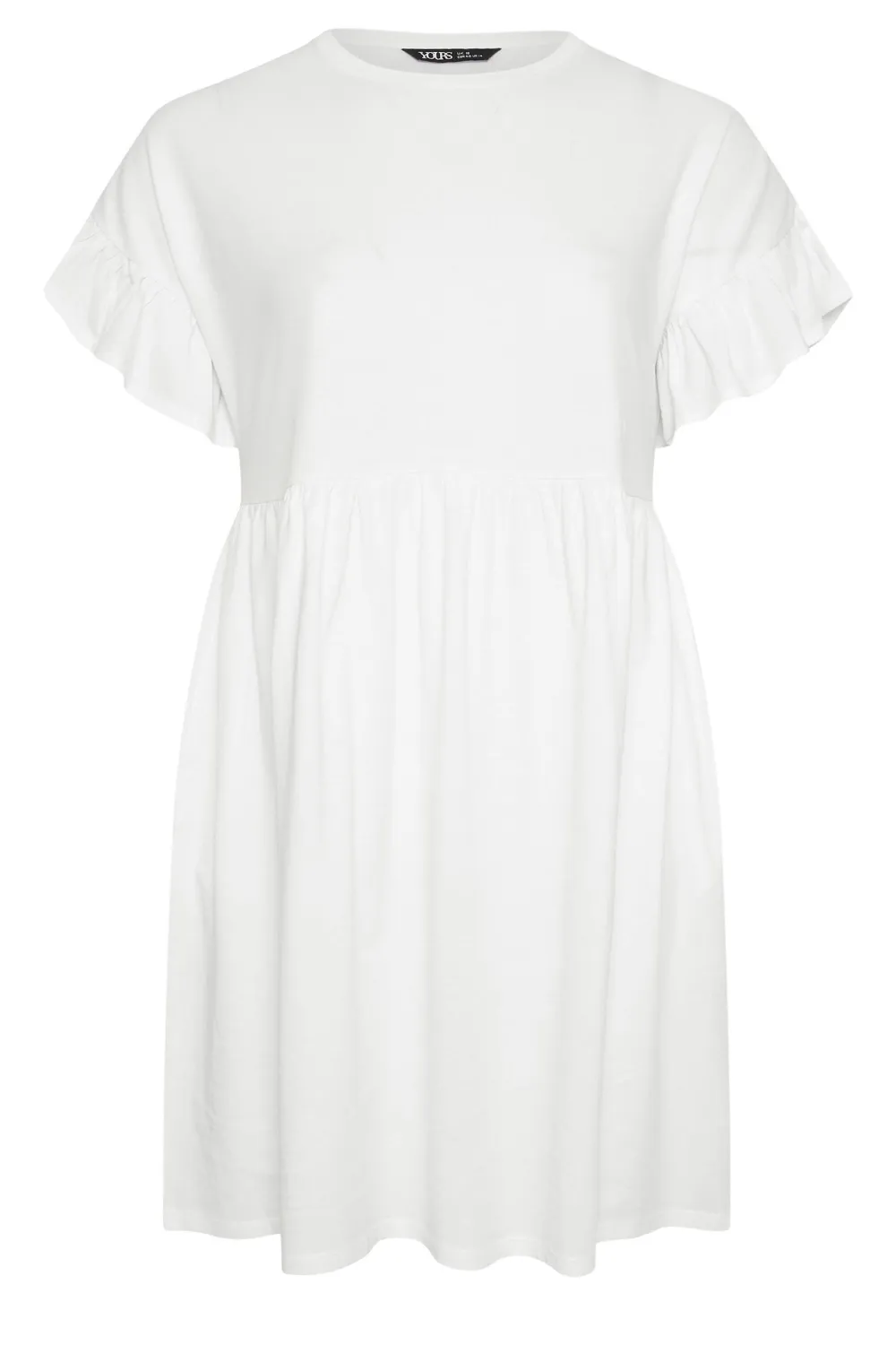 YOURS Curve Black & White Stripe Frill Sleeve Smock Tunic Dress