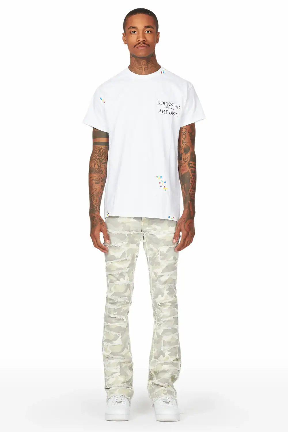 Shake Light Camo Stacked Flare Jean