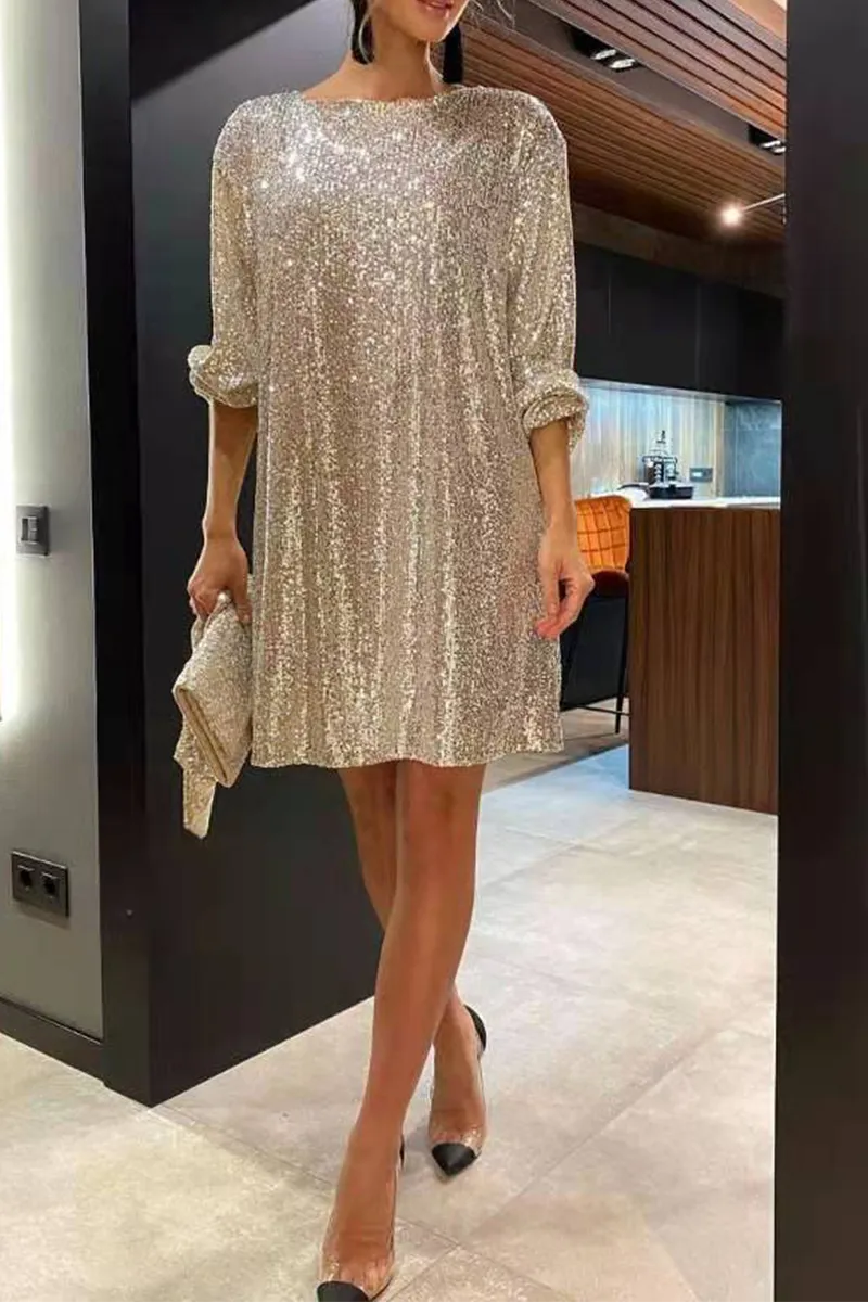 Sexy Solid Sequins Off the Shoulder Waist Skirt Dresses(7 Colors)