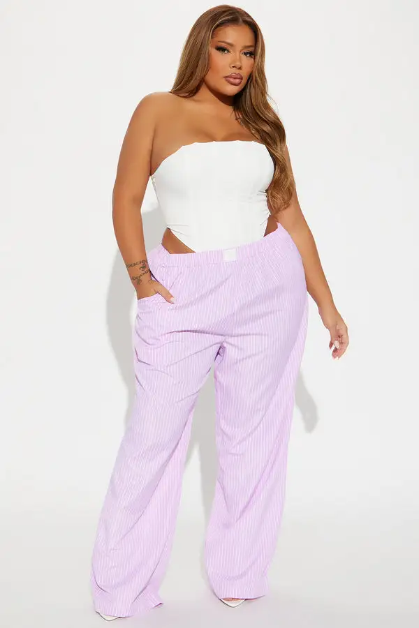 Keep Them Flowing Pinstripe Boxer Pant - Pink/combo