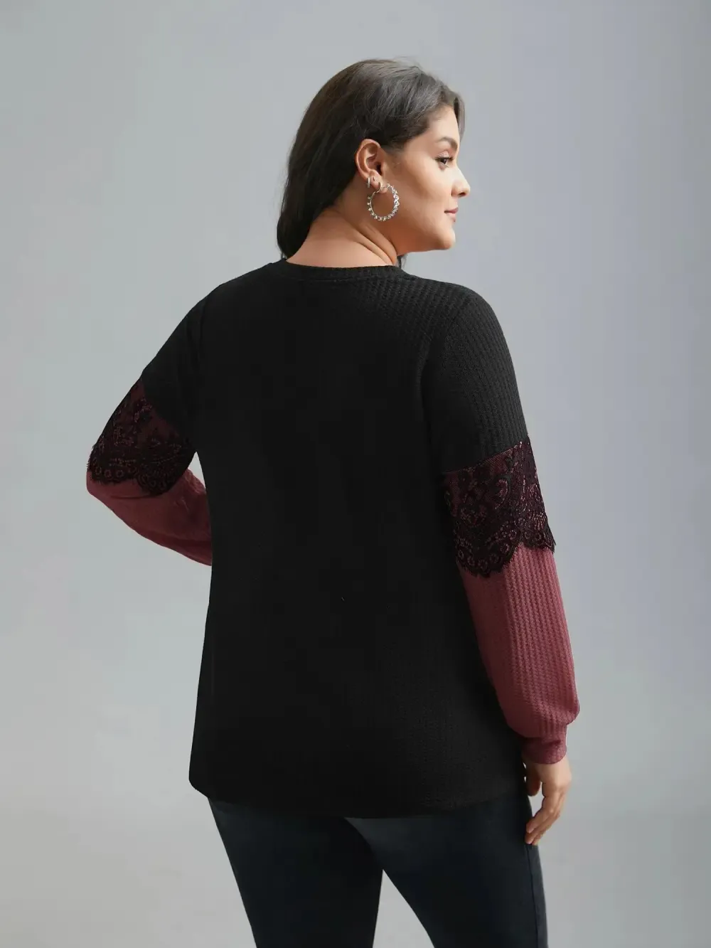 Crochet Lace Mesh Contrast Patchwork Top