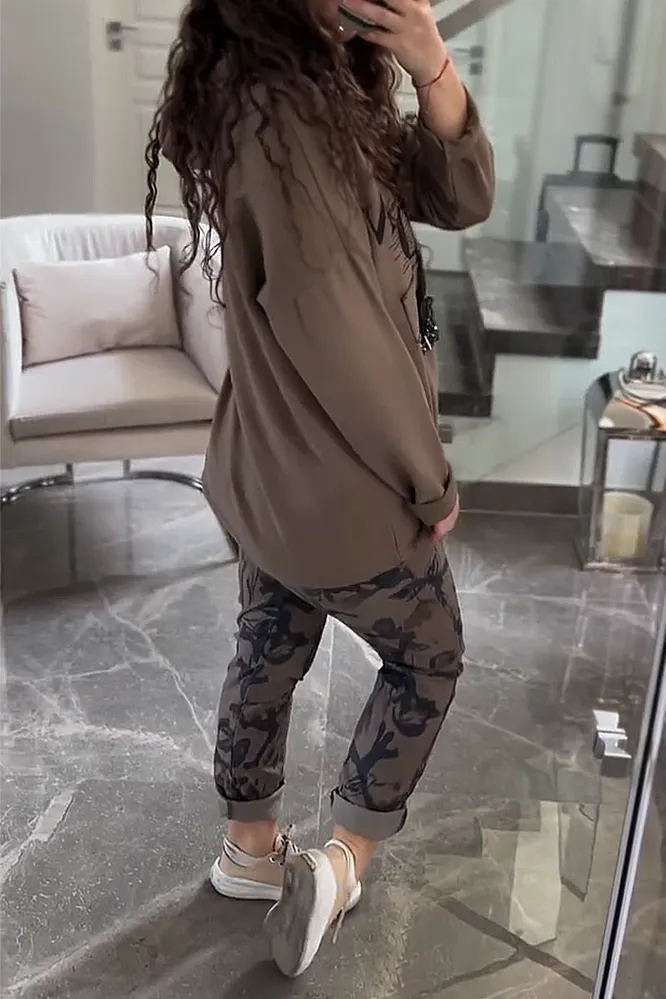 Women's letter patterned hoodie and pants two-piece suit