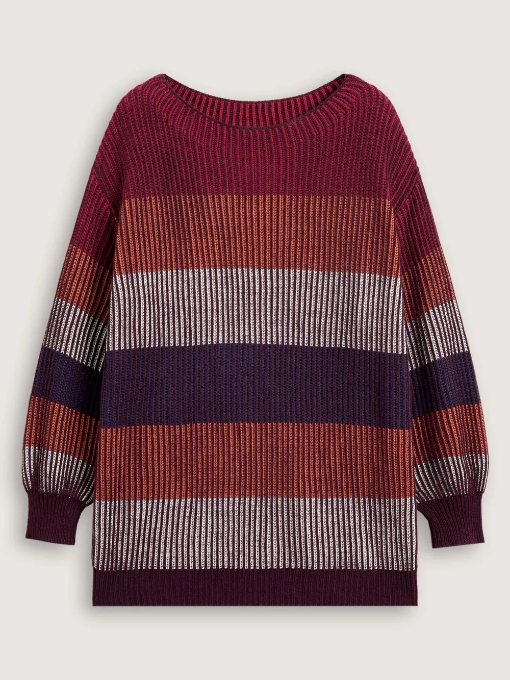Textured Striped Contrast Patchwork Pullover