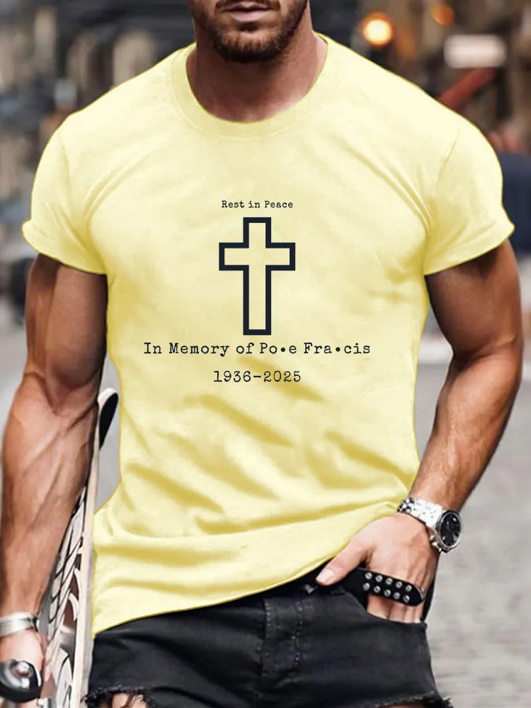 Men's Rest In Peace 1936-2025 Print Short Sleeve Round Neck Cotton T-Shirt