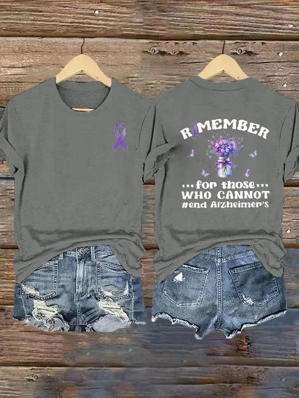 Women'S Remember For Those Who Cannot Alzheimers Support Round Collar Tee