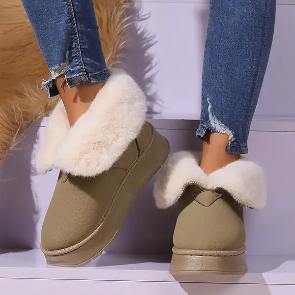 Women's Casual Plush Cuffed Thick-Soled Snow Boots 39973881S