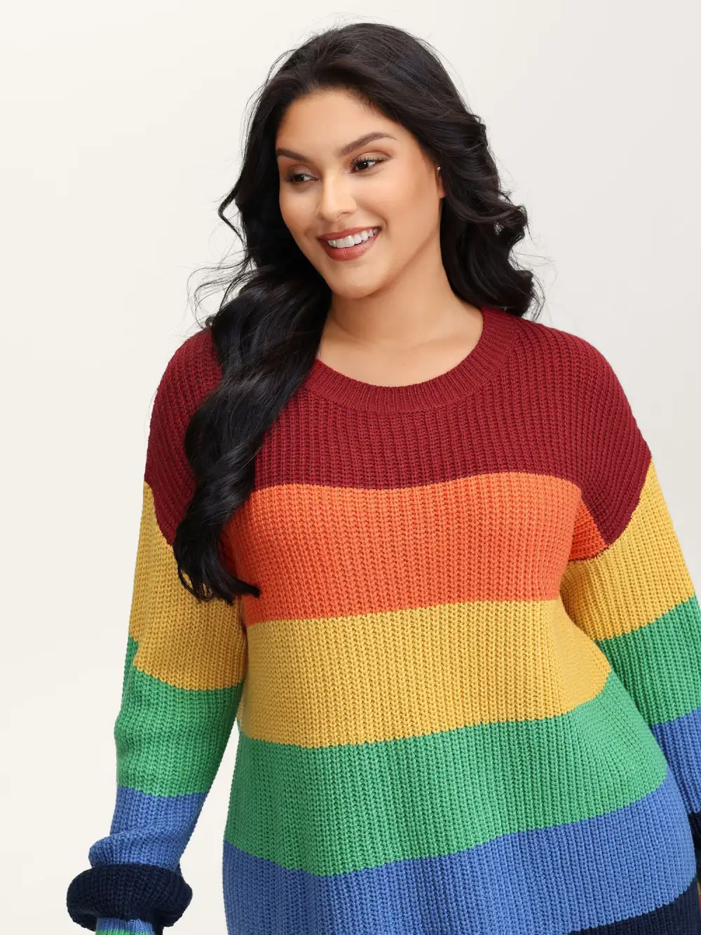Vibrant Color Stripes Round Neck Pullover
