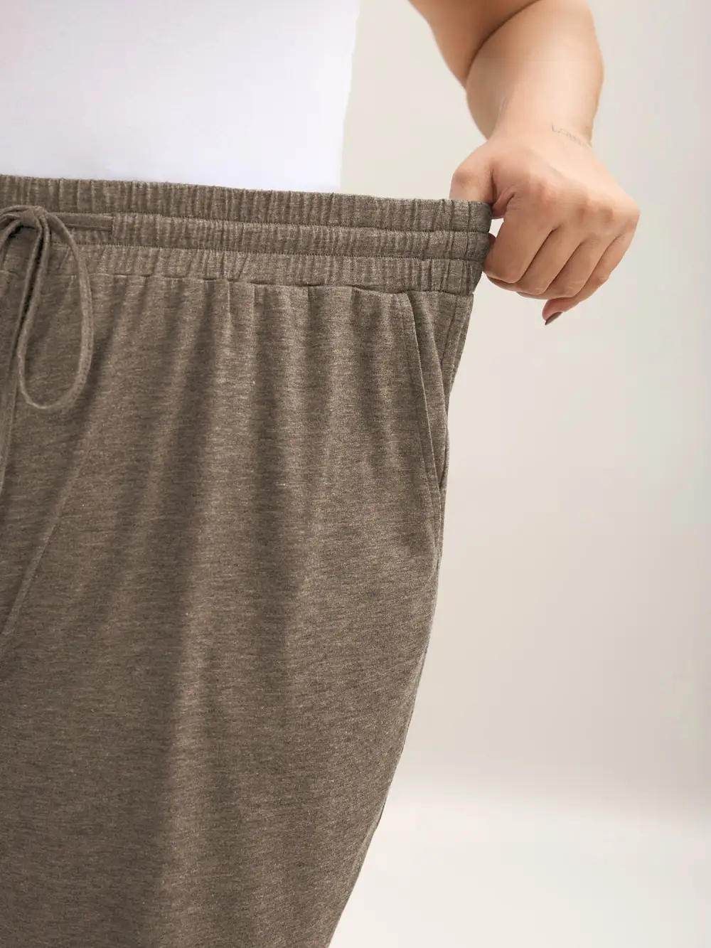 Mixed Color Knit Drawstring Loungewear Bottoms