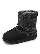 Women's Brown Faux Suede Winter Ankle Boots – Knit Cuff Button Detail, Plush Lining, Cozy Indoor & Outdoor Casual Footwear