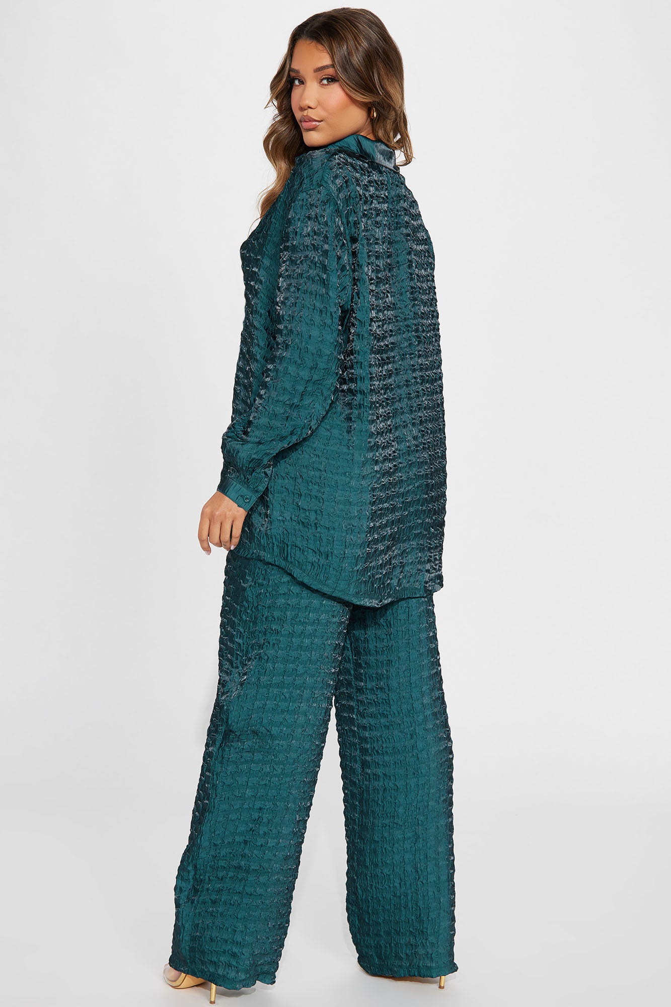 Royal Textured Pant Set - Hunter