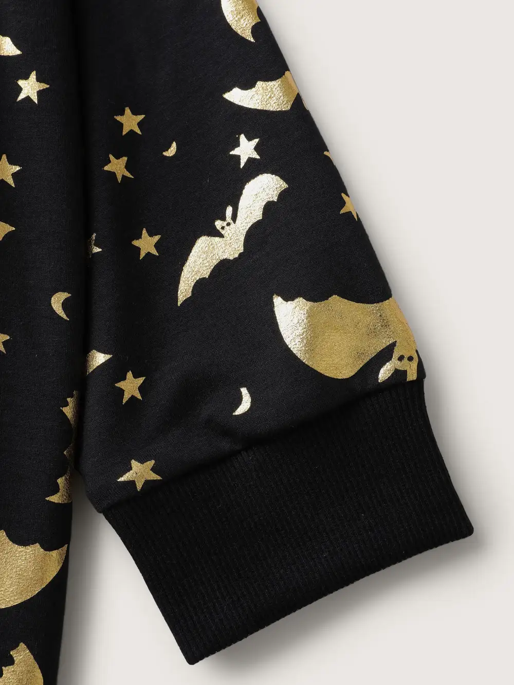 Gold Bat Print Stretchy V-Neck Sweatshirt