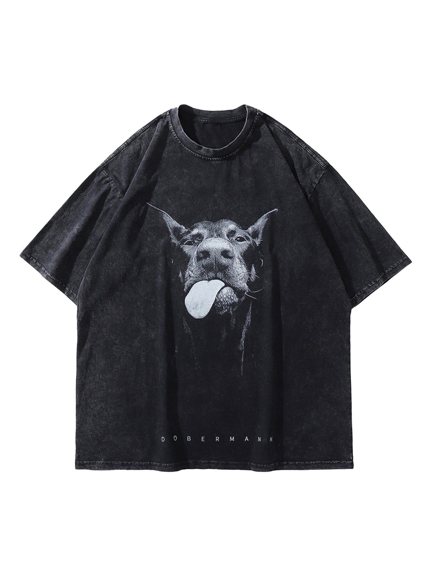 Retro Hip-hop Doberman Print T-shirt - 2172