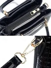 Elegant Croc-Embossed Faux Leather Handbag – Stylish Top Handle Purse with Detachable Shoulder Strap, Luxury Tote Bag for Women, Perfect for Work, Parties & Formal Events Black Pink Red