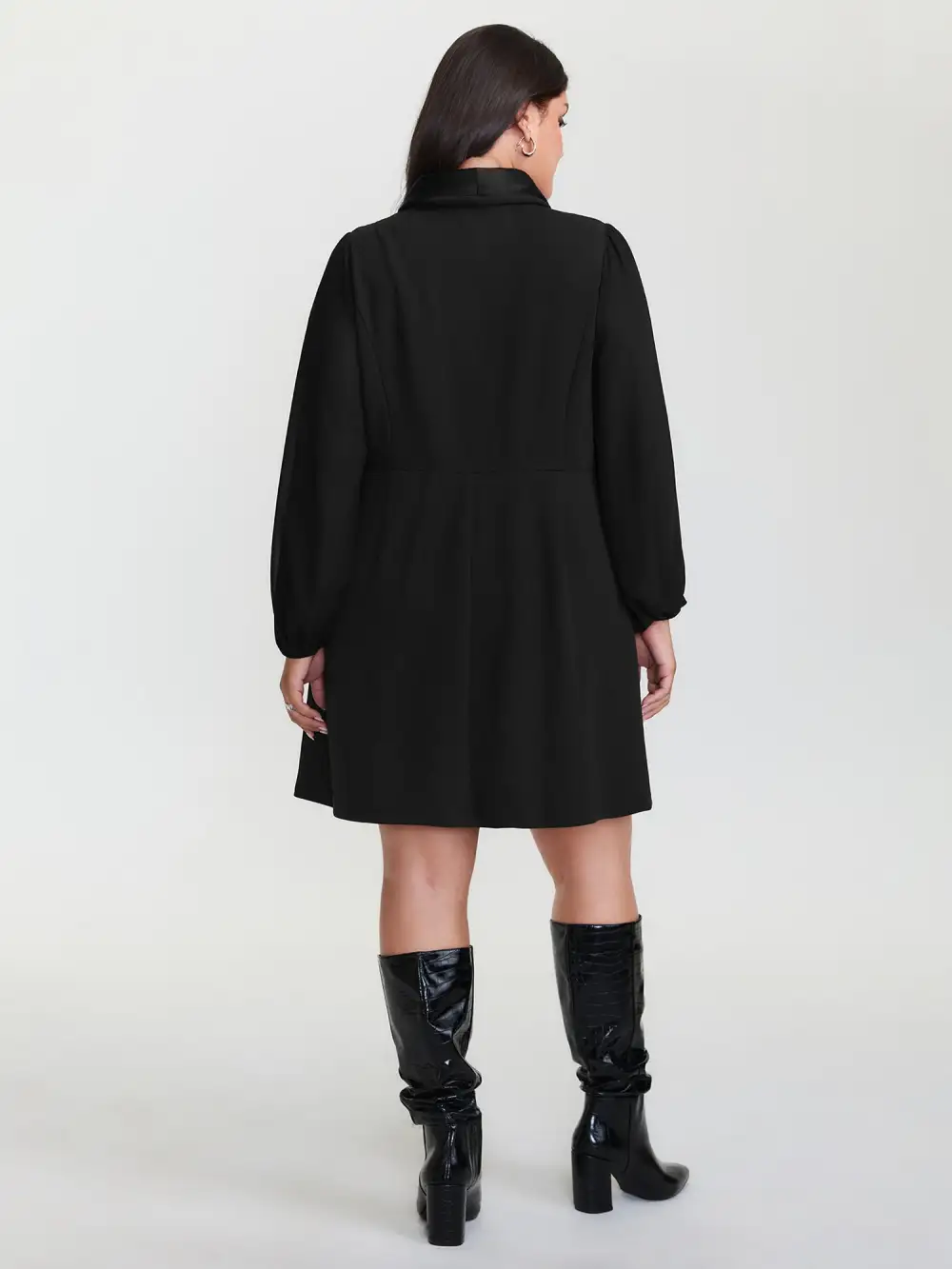 Stretchy Double Button Pockets Blazer Dress