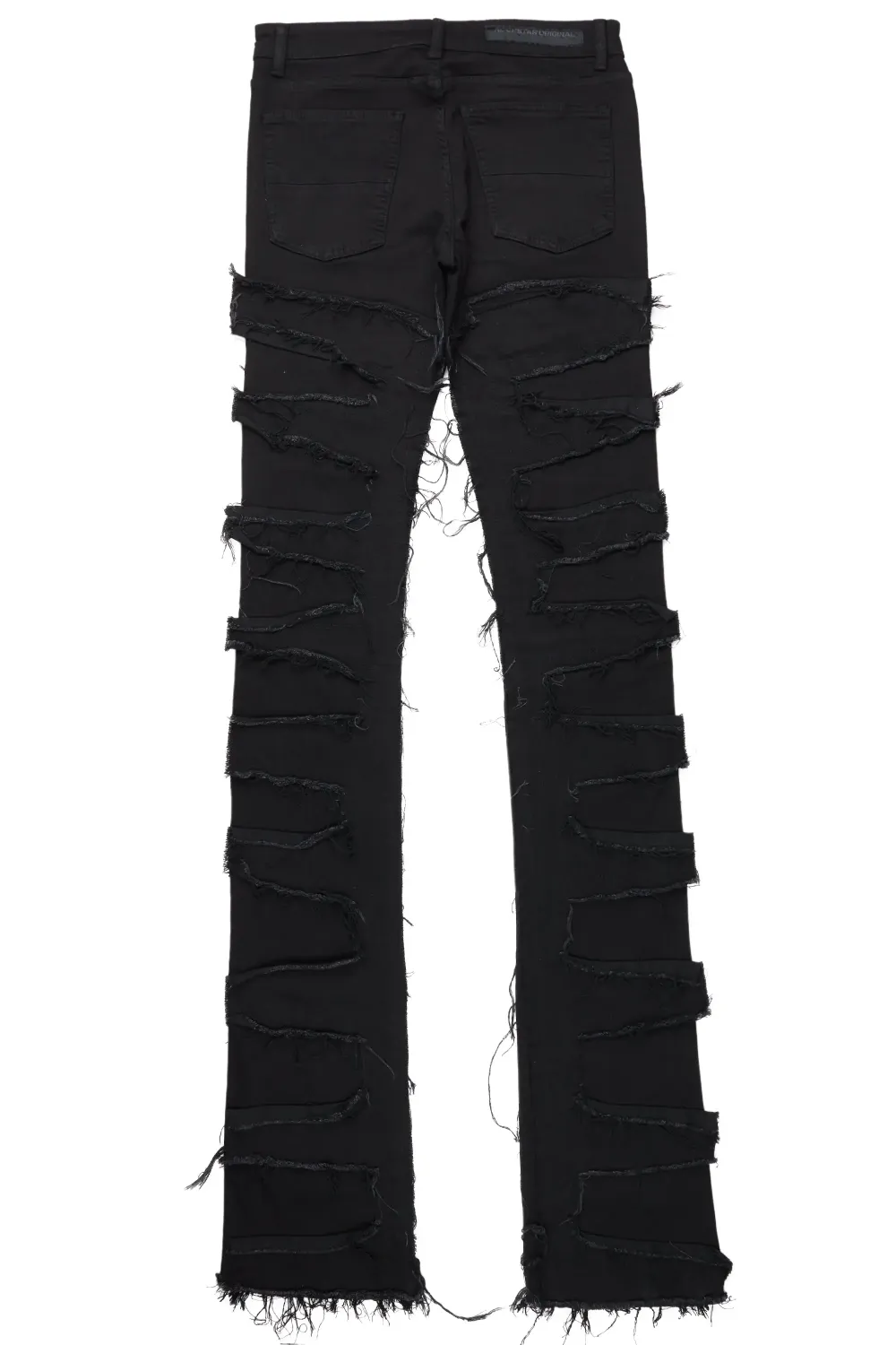 Gideon Black/Green Super Stacked Flare Jean
