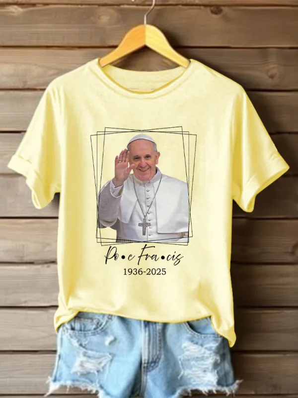 Women's Rest In Peace 1936-2025 Print Short Sleeve Round Neck Cotton T-Shirt