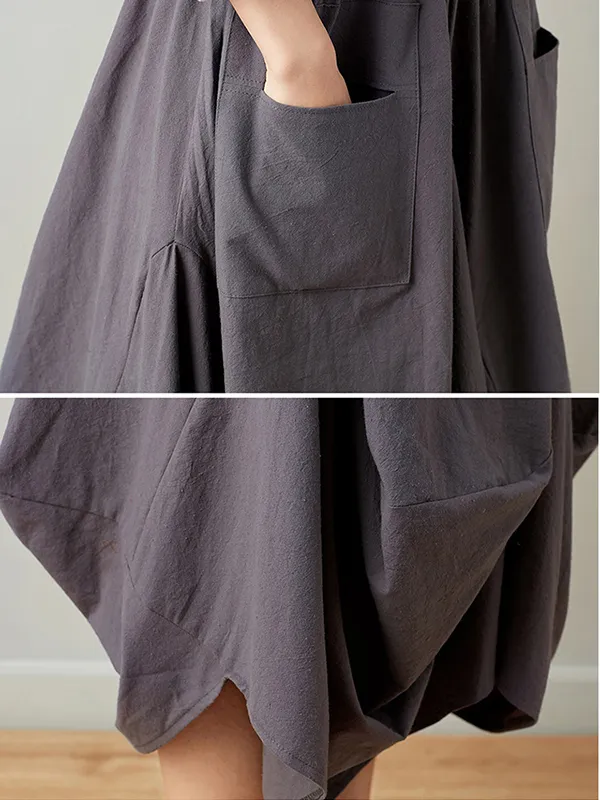 Artistic Retro Ramie Cotton 6 Colors Loose Irregular Elasticity Skirt