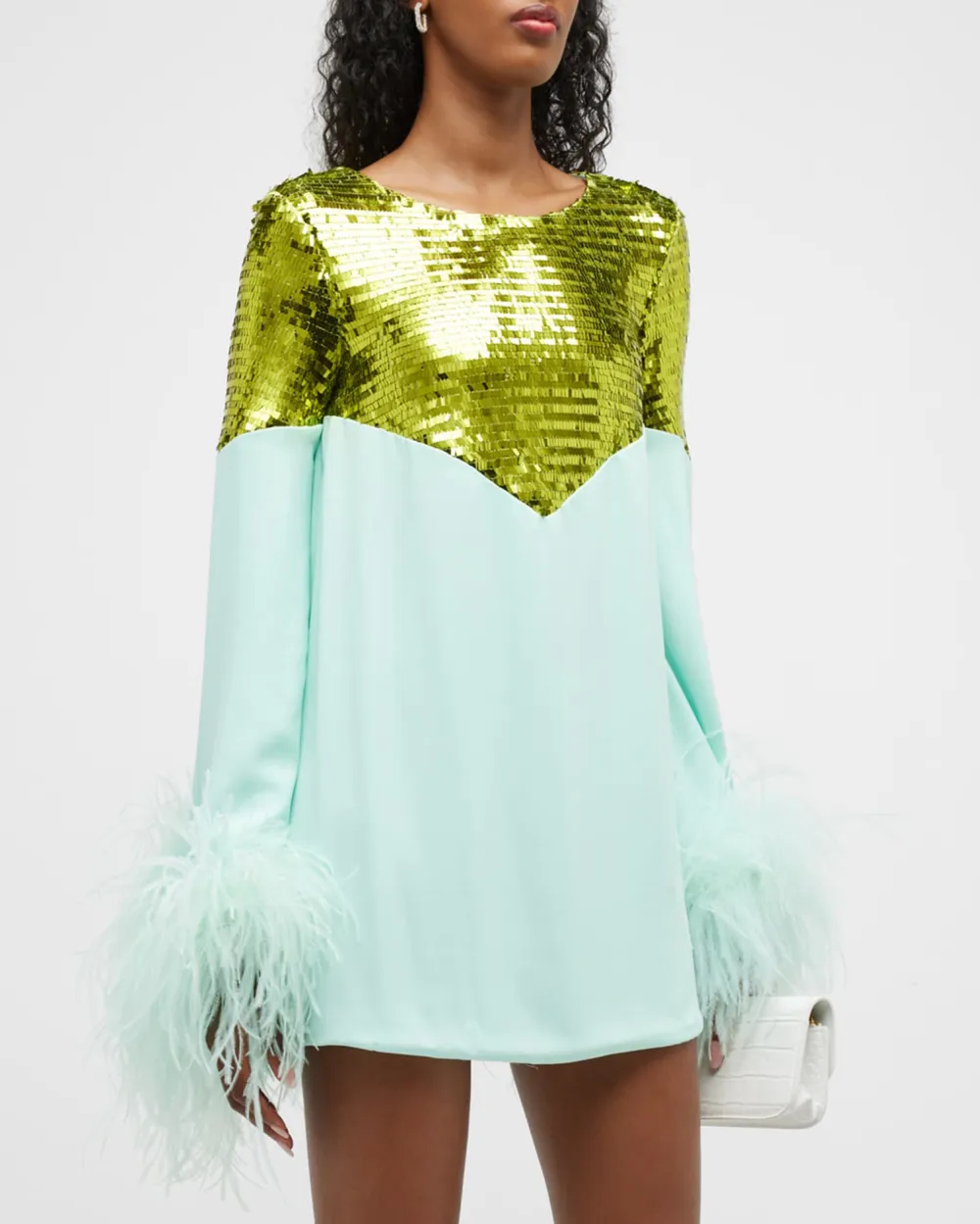 Straight Feather Mini Dress