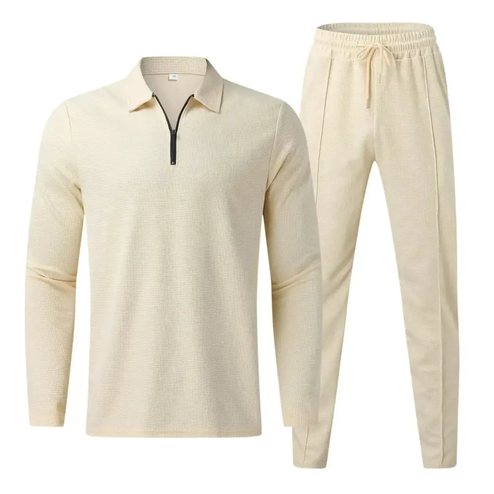 Matching Set for Men,Casual Fashion Long Sleeve Polo Shirt and Pants 2 Piece Outfits,Athletic Jogging Suits