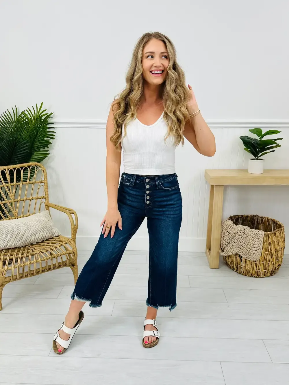 Judy Blue On The Fly Cropped Wide Leg Jeans
