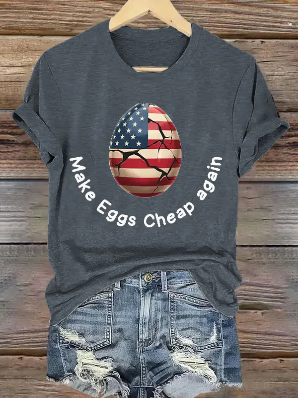 Women'S T-Shirt Women'S Retro Make Eggs Cheap Again Print T-Shirt