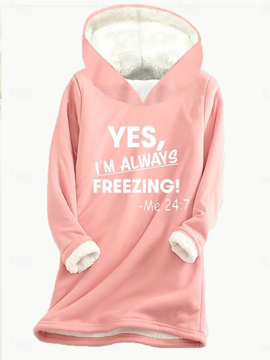 Women's Hoodie Sweatshirt Fleece Letter Street Dailywear Print Casual Comfrt Hoodie Long Sleeve Micro-elastic Fall Winter Fall & Winter Comfrt Breathable Soft Fabric