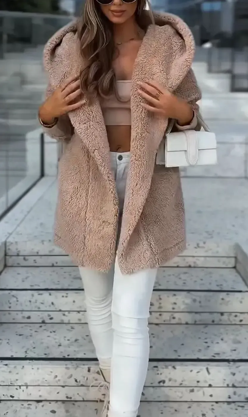 Cozy Rose Hooded Teddy Coat