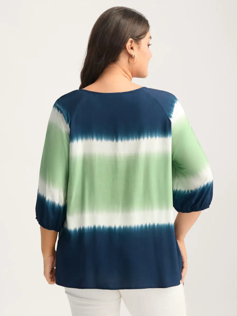 Ombre Gradient Neck Tie Blouse