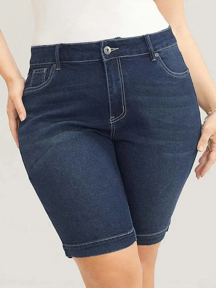 4 Pack Very Stretchy High Rise Dark Wash Denim Shorts