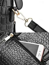 Women's Faux Leather Crocodile Pattern Handbag with Tassel Charm – Elegant Top Handle and Crossbody Purse for Work, Shopping and Daily Outings