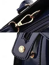 Women's Burgundy Patent Faux Leather Handbag - Croc Embossed Structured Tote Bag with Top Handle and Shoulder Strap, Perfect for Mother's Day Gift, Office, Business and Formal Occasions