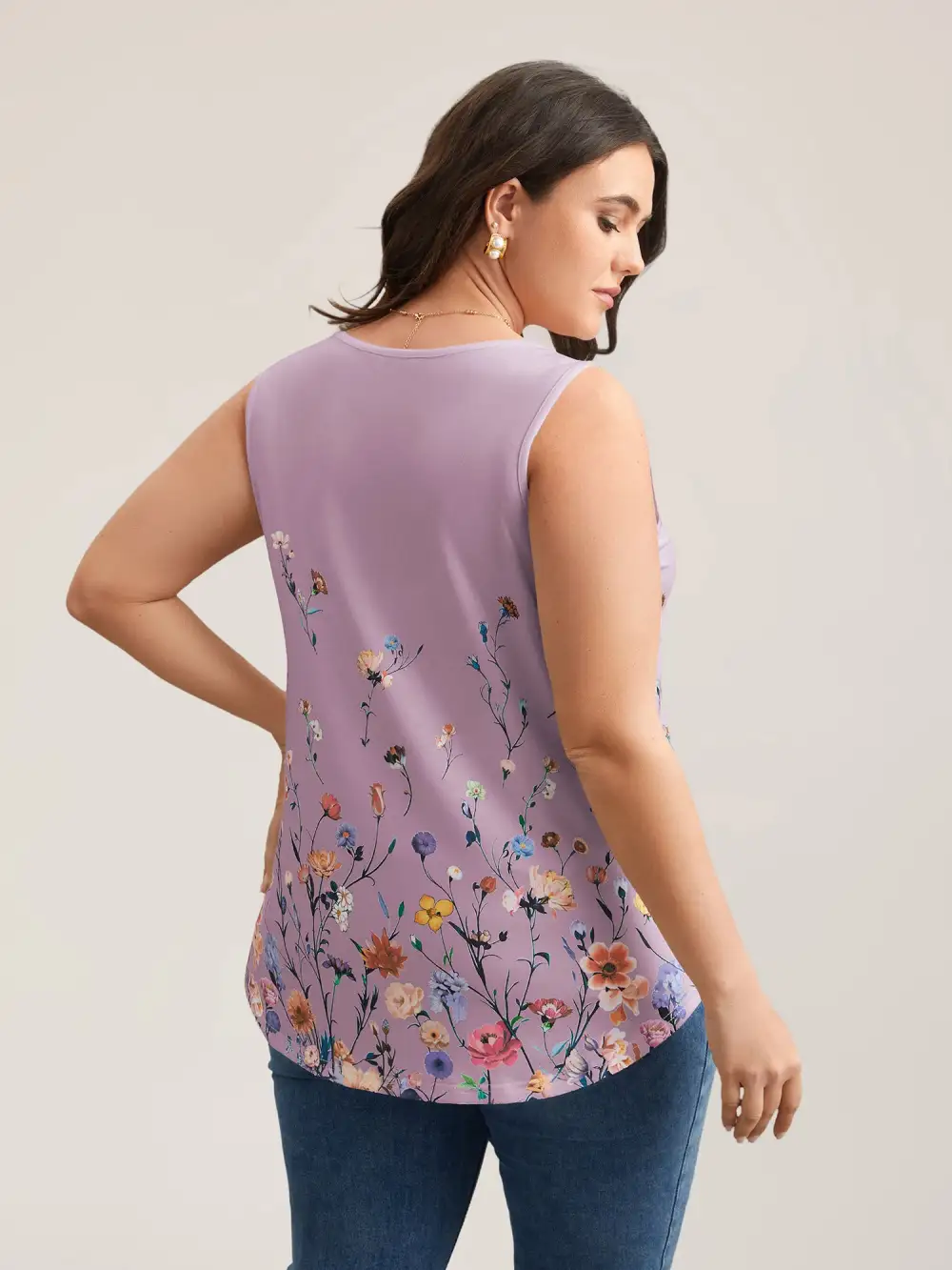 Blooming Flowers Print Stretchy Vest