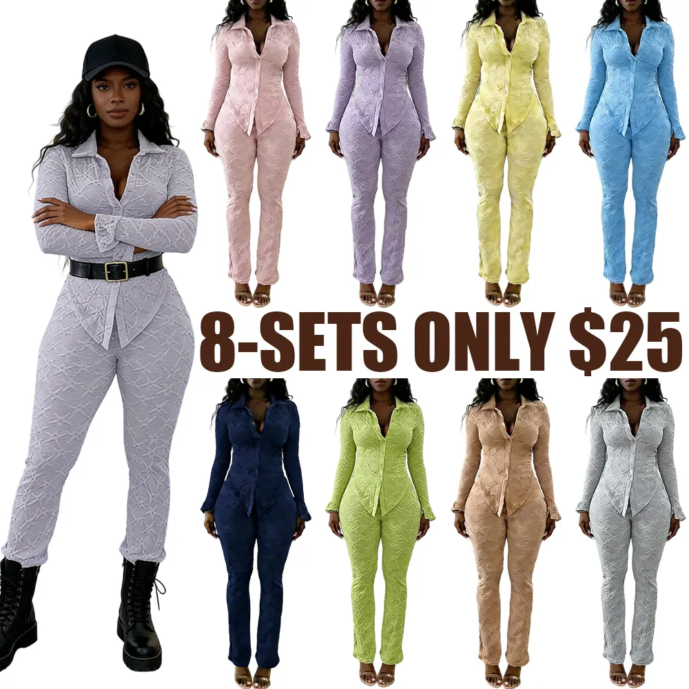 Sexy Knitted Long Sleeve Top & Tight Pants Set