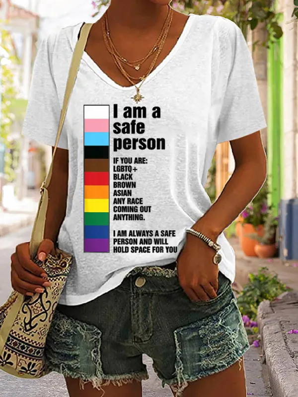 Women'S T-Shirt FI Am A Safe Person Pride Ally You Are Safe With Me LGBTQ T Shirt