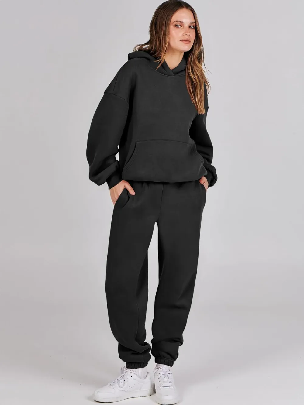 (Clearance Sale $1.99⚡) 2024 Women's Fall Oversized Casual Hoodie Two Piece Sweatshirt Jogging Pants Sweatshirt Set